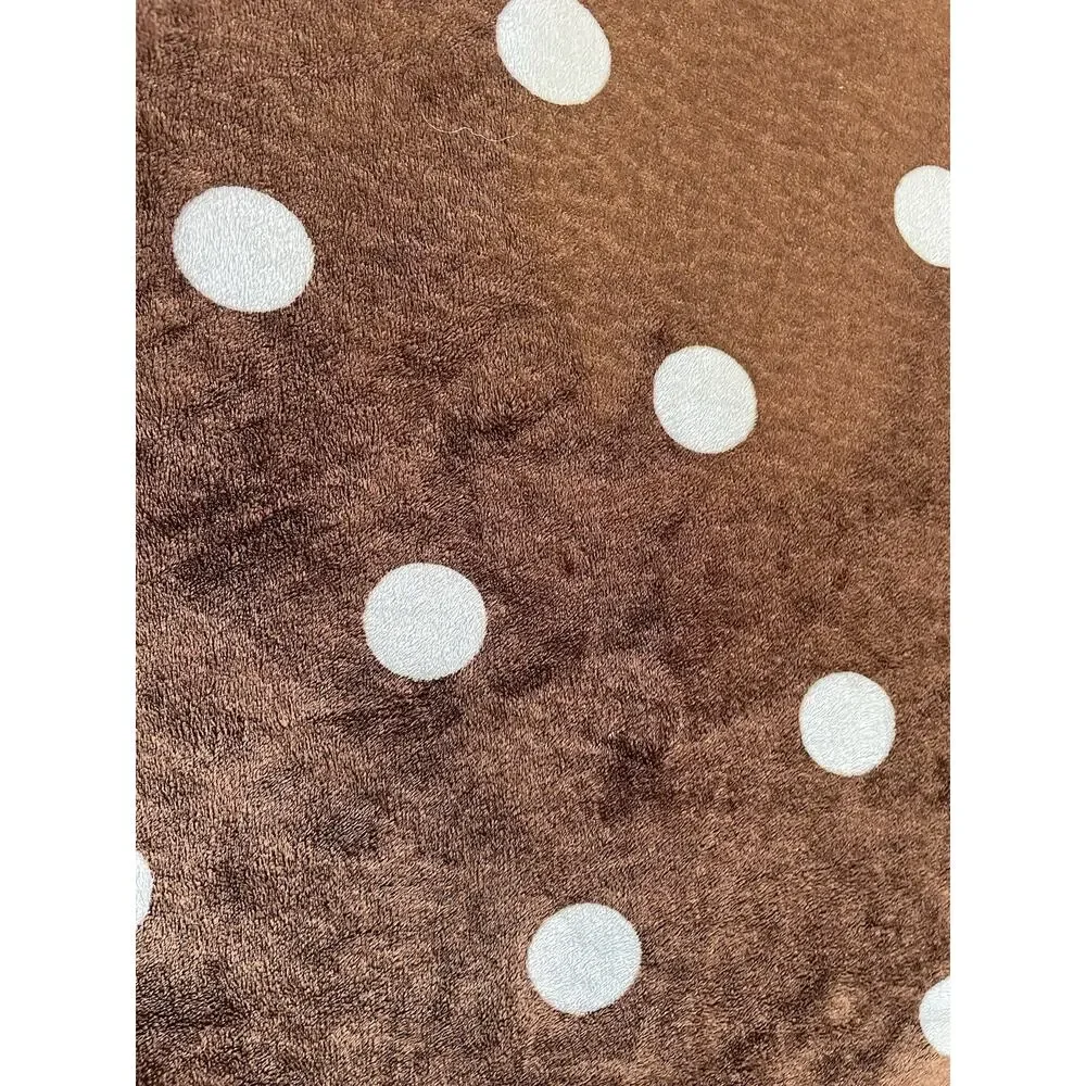 Max Daniel Polka Dot Baby Security Blanket Dark Brown Blue Ruffle Satin Trim